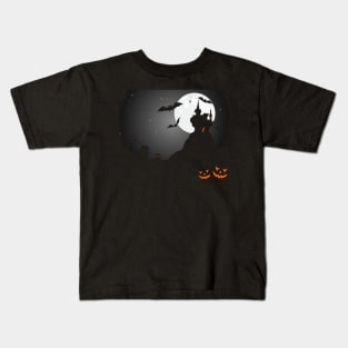 Halloween Graveyard - Pumpkins, Bats and Cats Kids T-Shirt